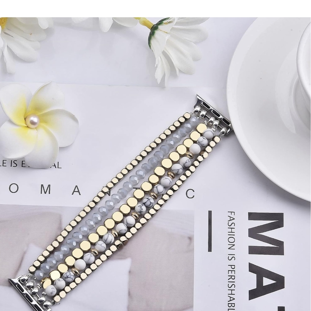 NWT Stylish Beaded Watch Band Apple Watch Compatible - Picture 2 of 3